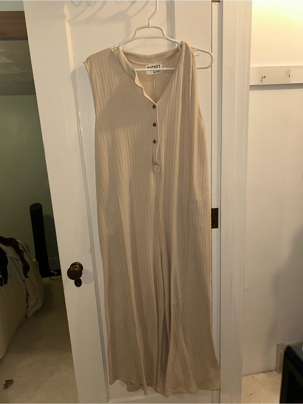 Sleeveless Cream Button-Front Romper